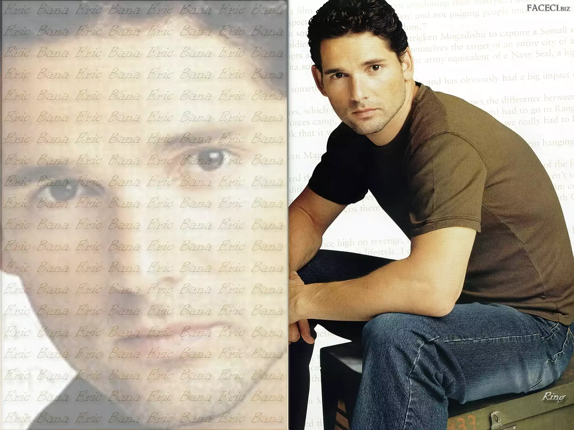 jeansy, Eric Bana, ciemne włosy