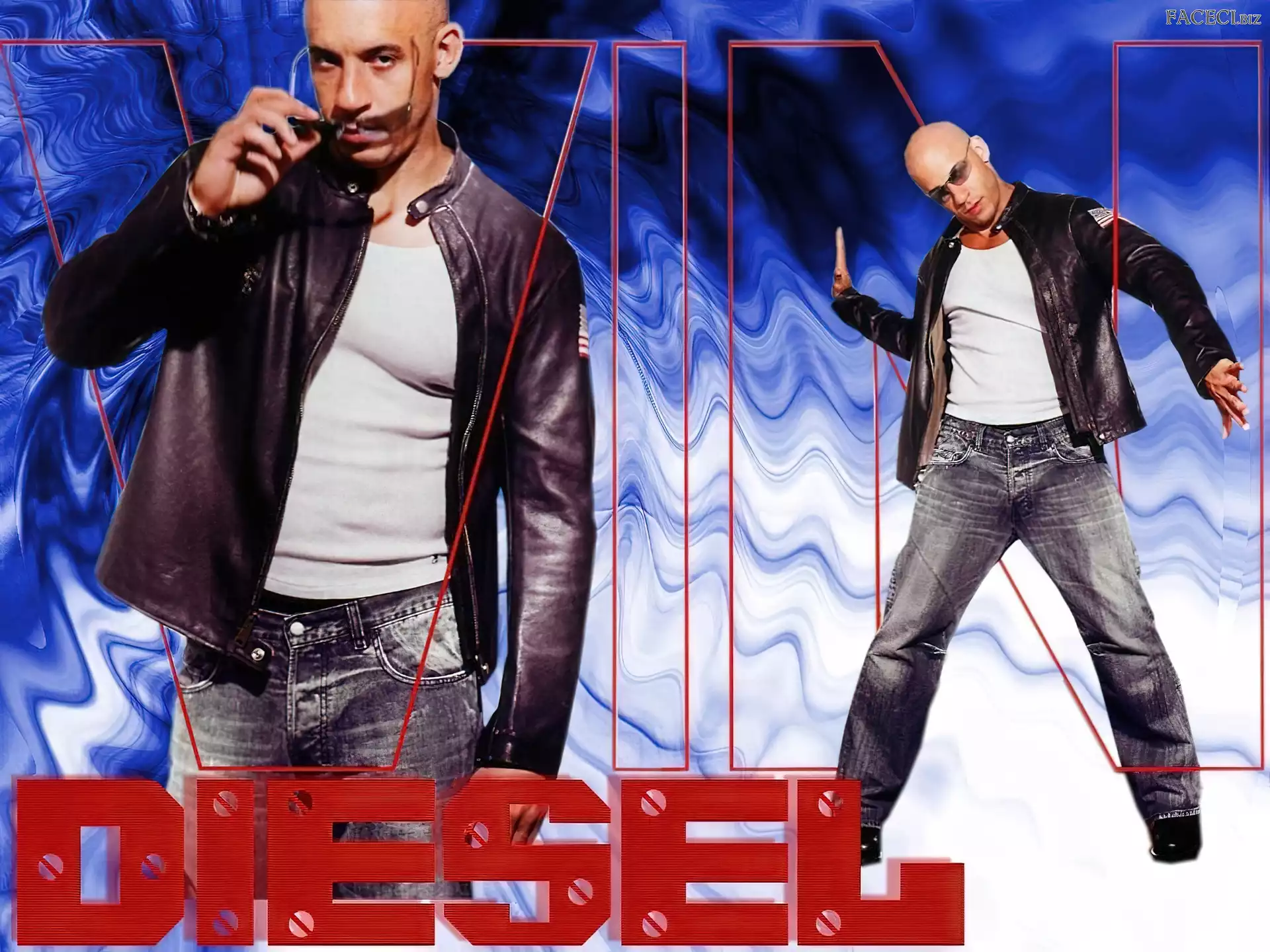 jeansy, Vin Diesel, okulary