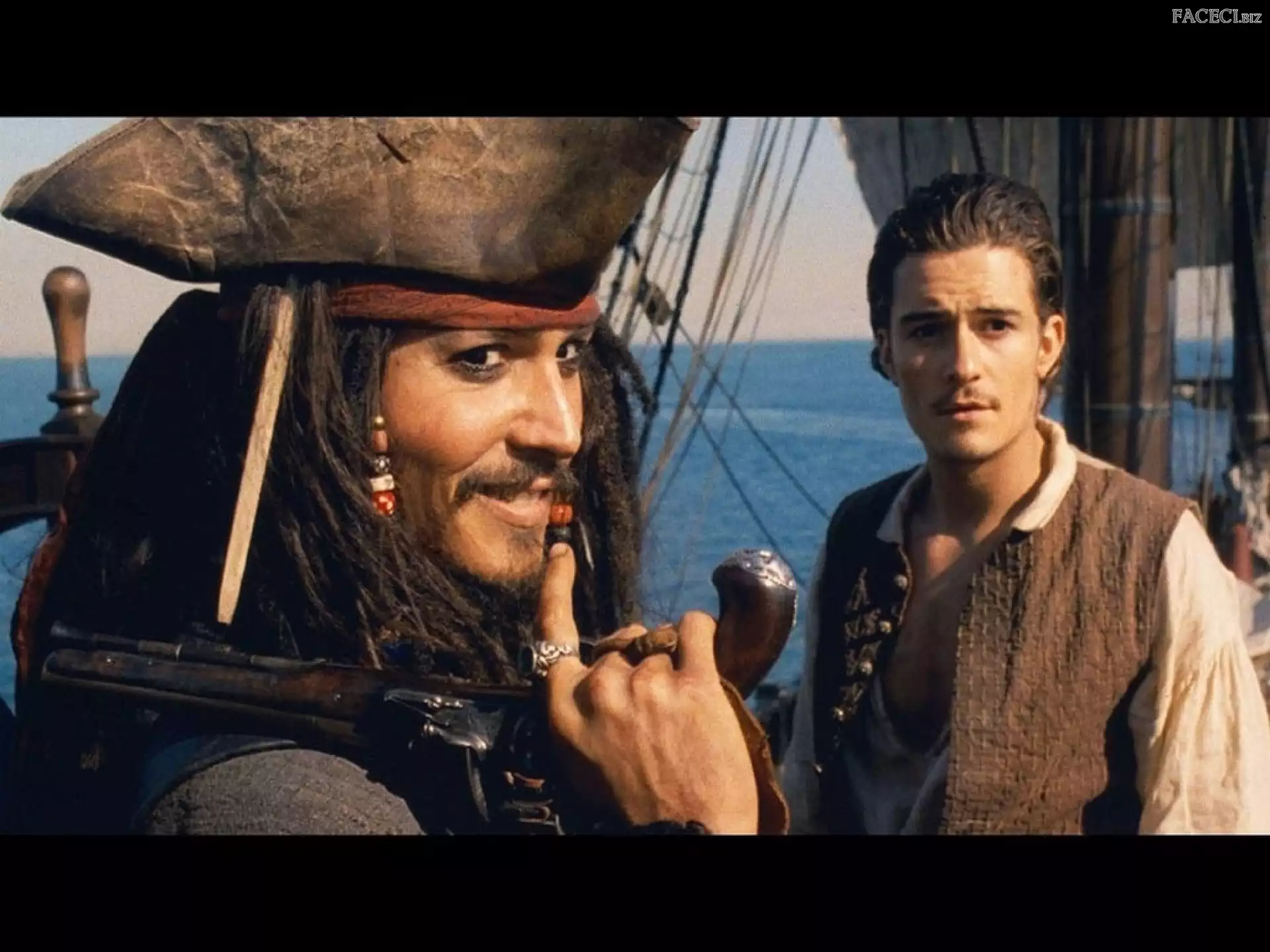 statek, Johnny Depp, Piraci Z Karaibów, Orlando Bloom