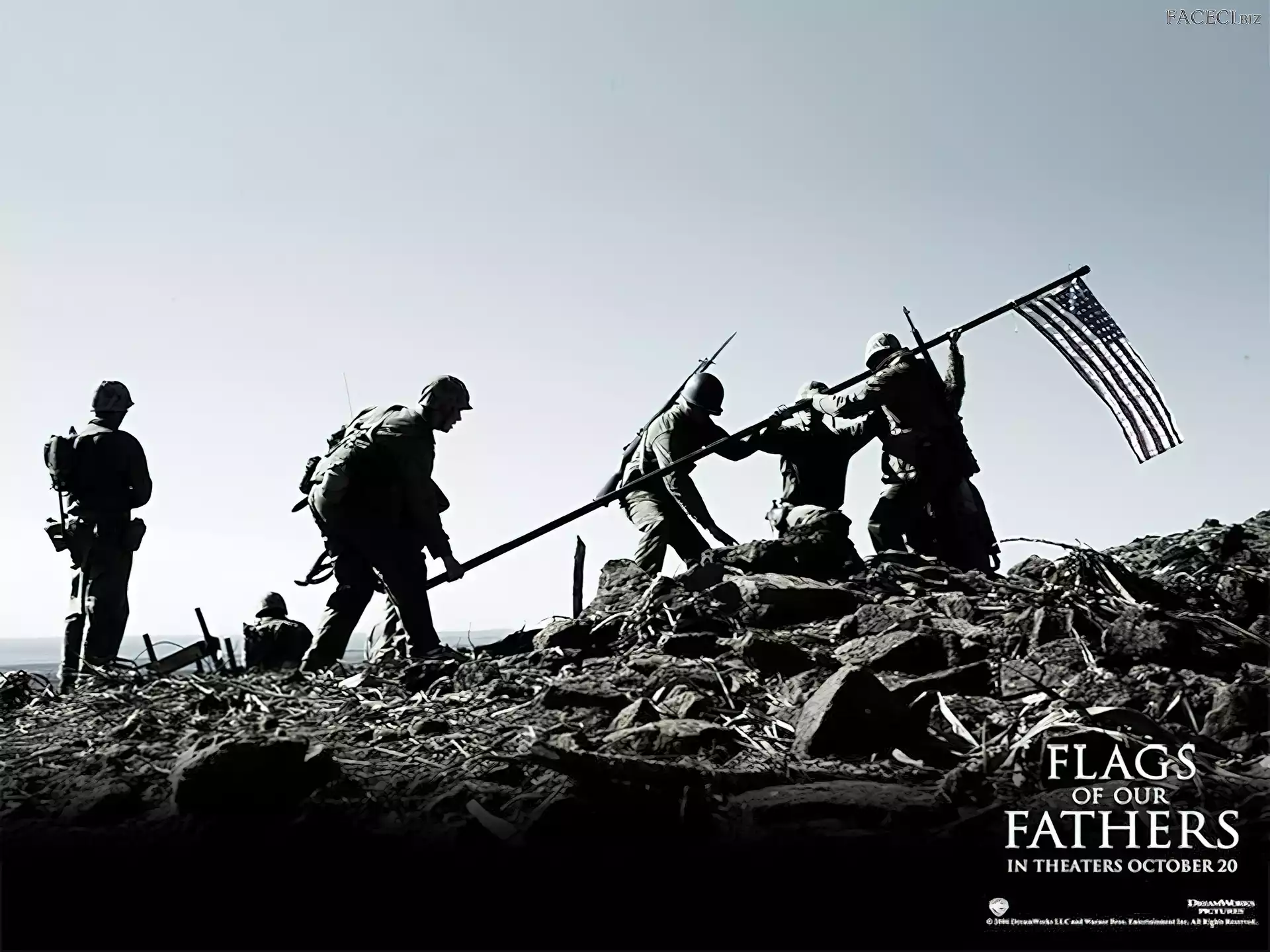 flaga, kamienie, Flags Of Our Fathers, żołnierze