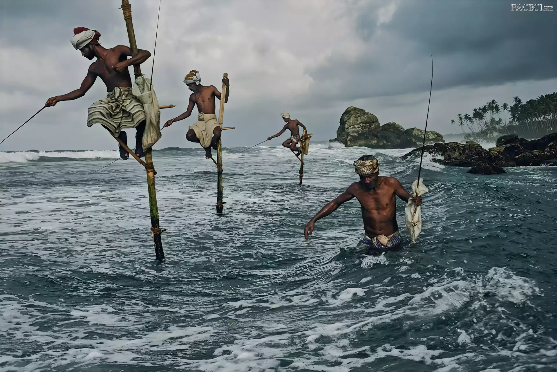 Mężczyźni, Sri Lanka, Morze, Wędkarstwo