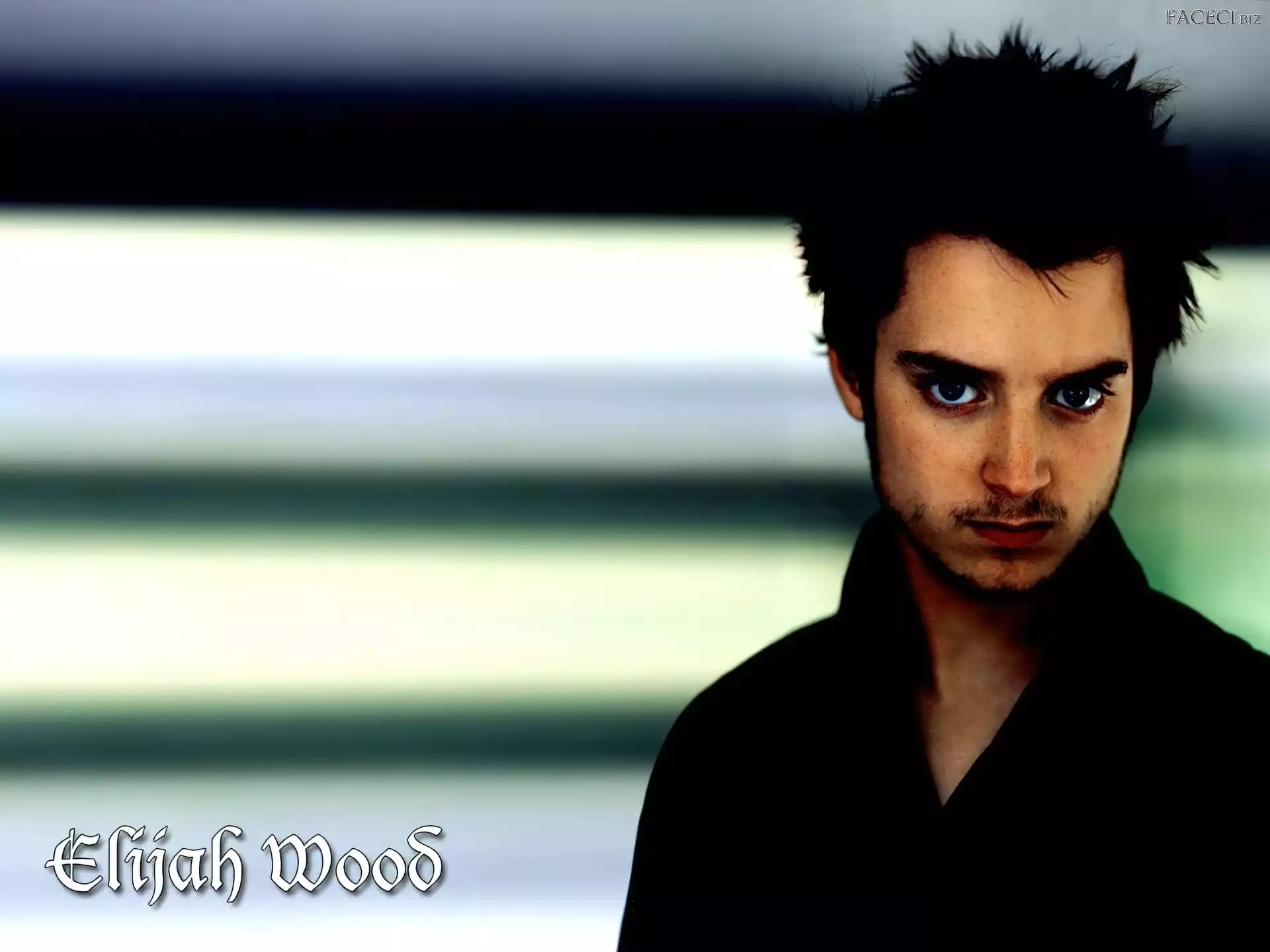 niebieskie oczy, Elijah Wood, ciemny strój
