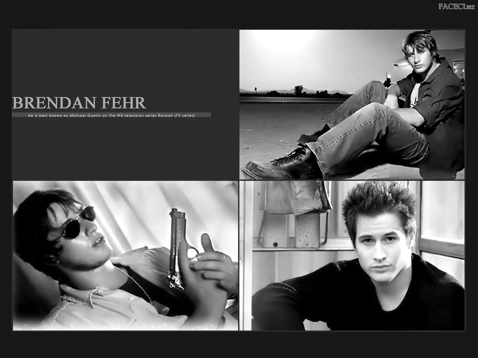 okulary, Brendan Fehr, pistolet