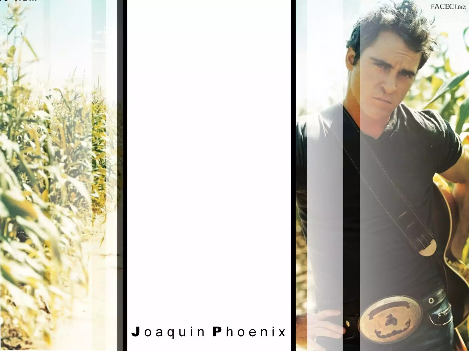 pasek, Joaquin Phoenix, czarna koszulka
