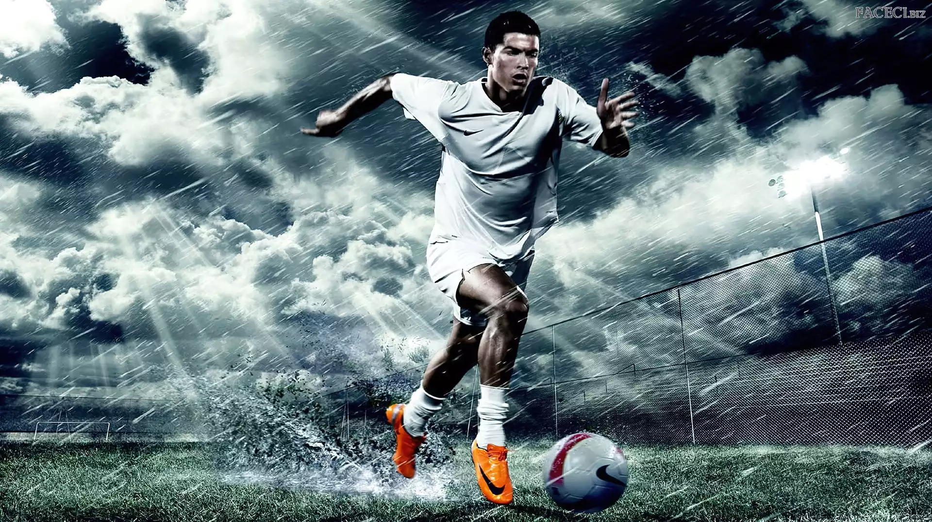 Piłkarz, Deszcz, Cristiano Ronaldo, Boisko