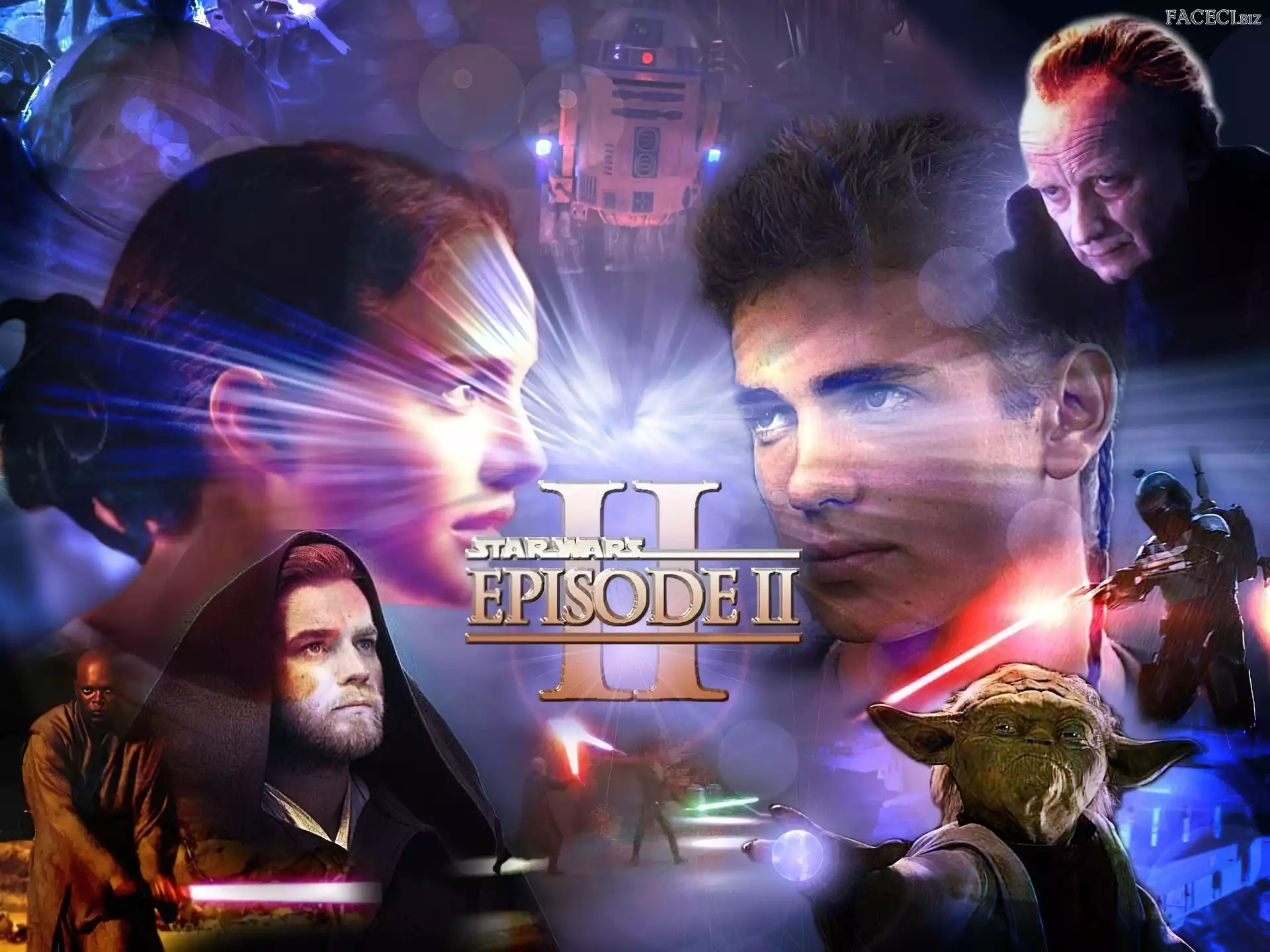 postacie, Hayden Christensen, napis, Yoda, Star Wars
