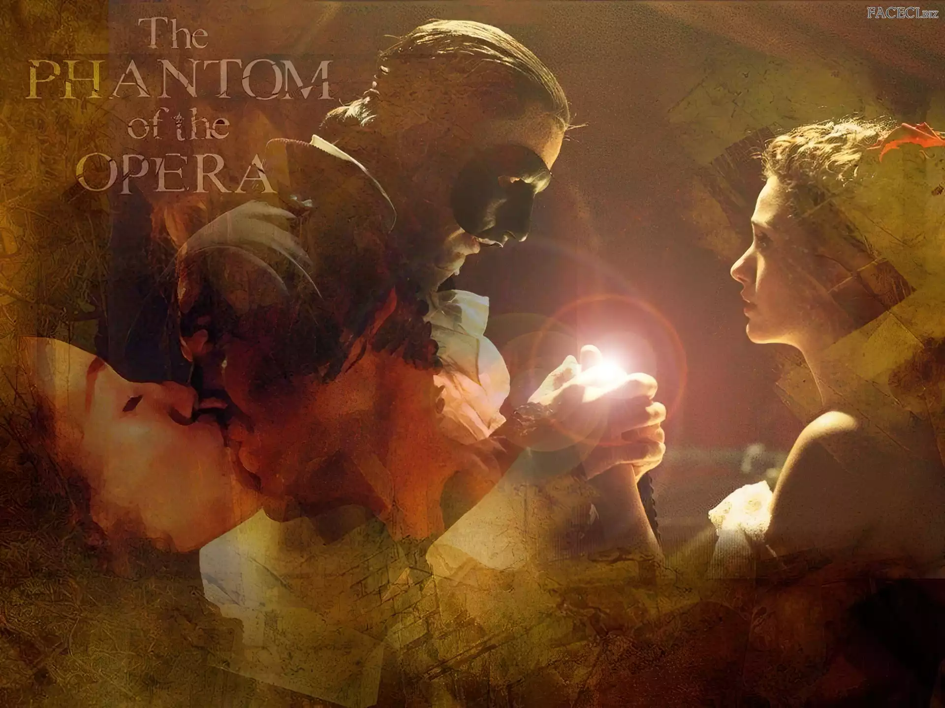 pocałunek, światełko, Gerard Butler, Phantom Of The Opera, Emmy Rossum
