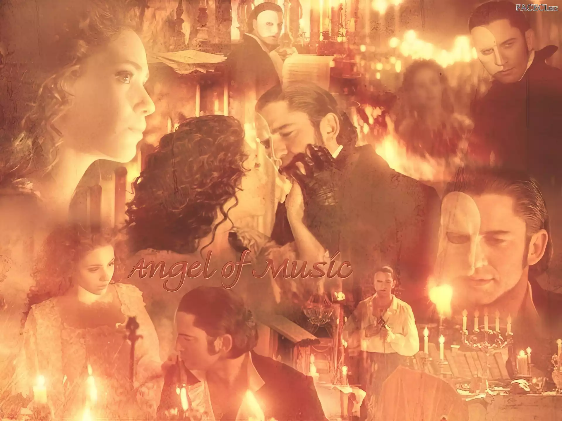 Gerard Butler, świece, Phantom Of The Opera, Emmy Rossum