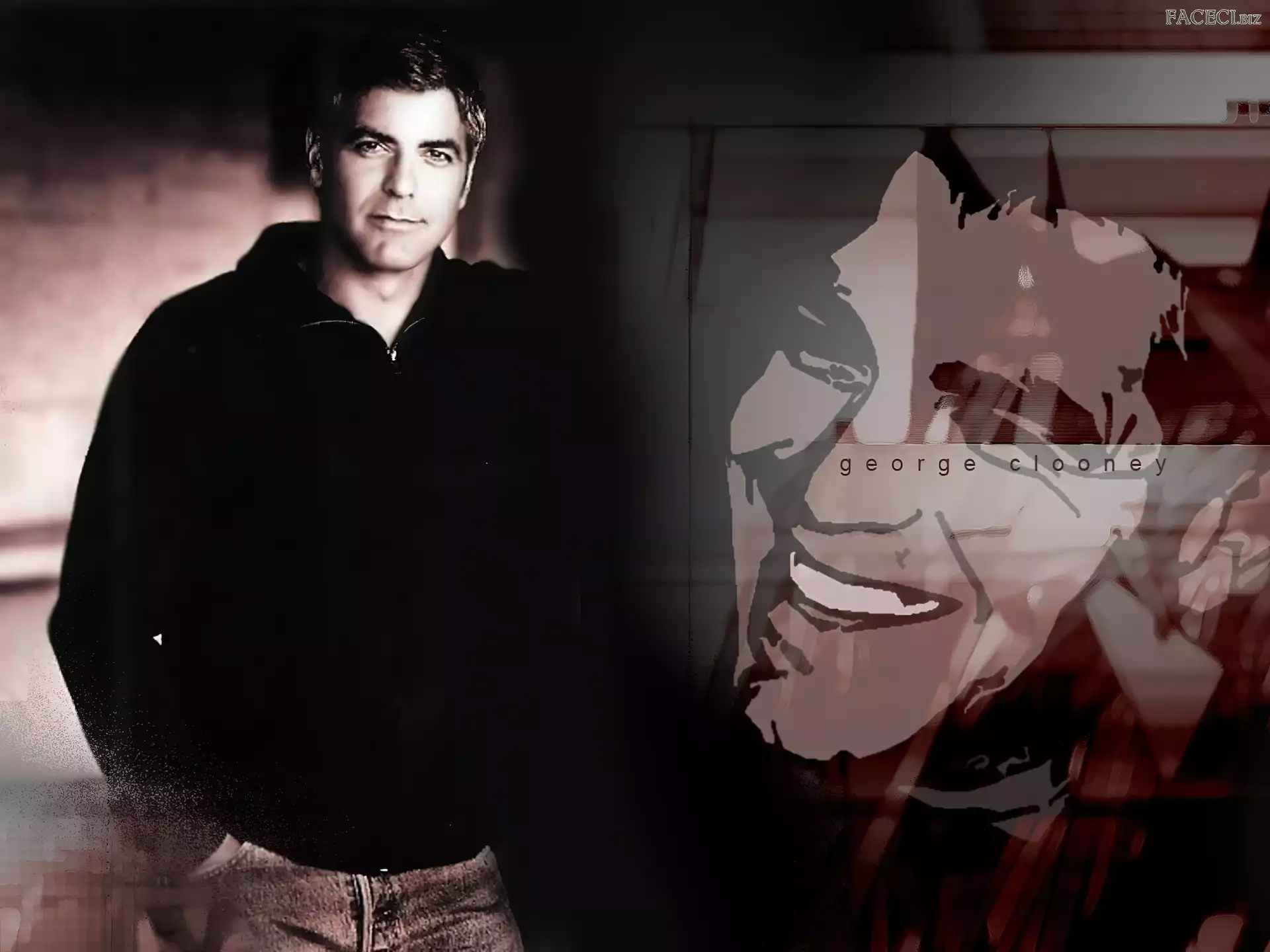 uśmiech, George Clooney, czarna bluza