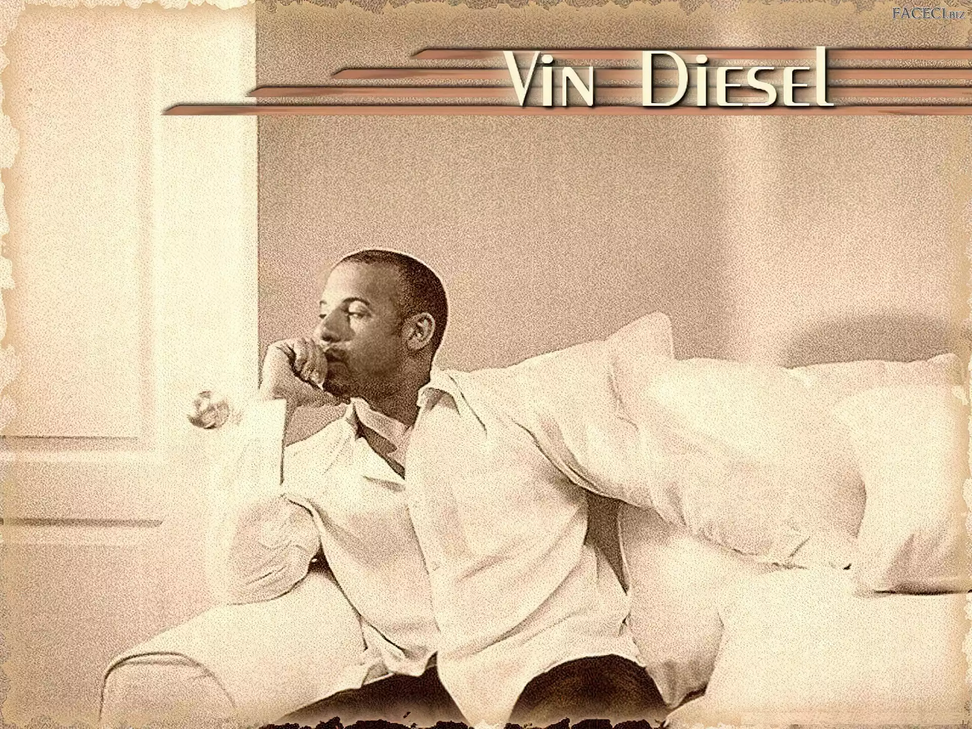 Vin Diesel, biała koszula