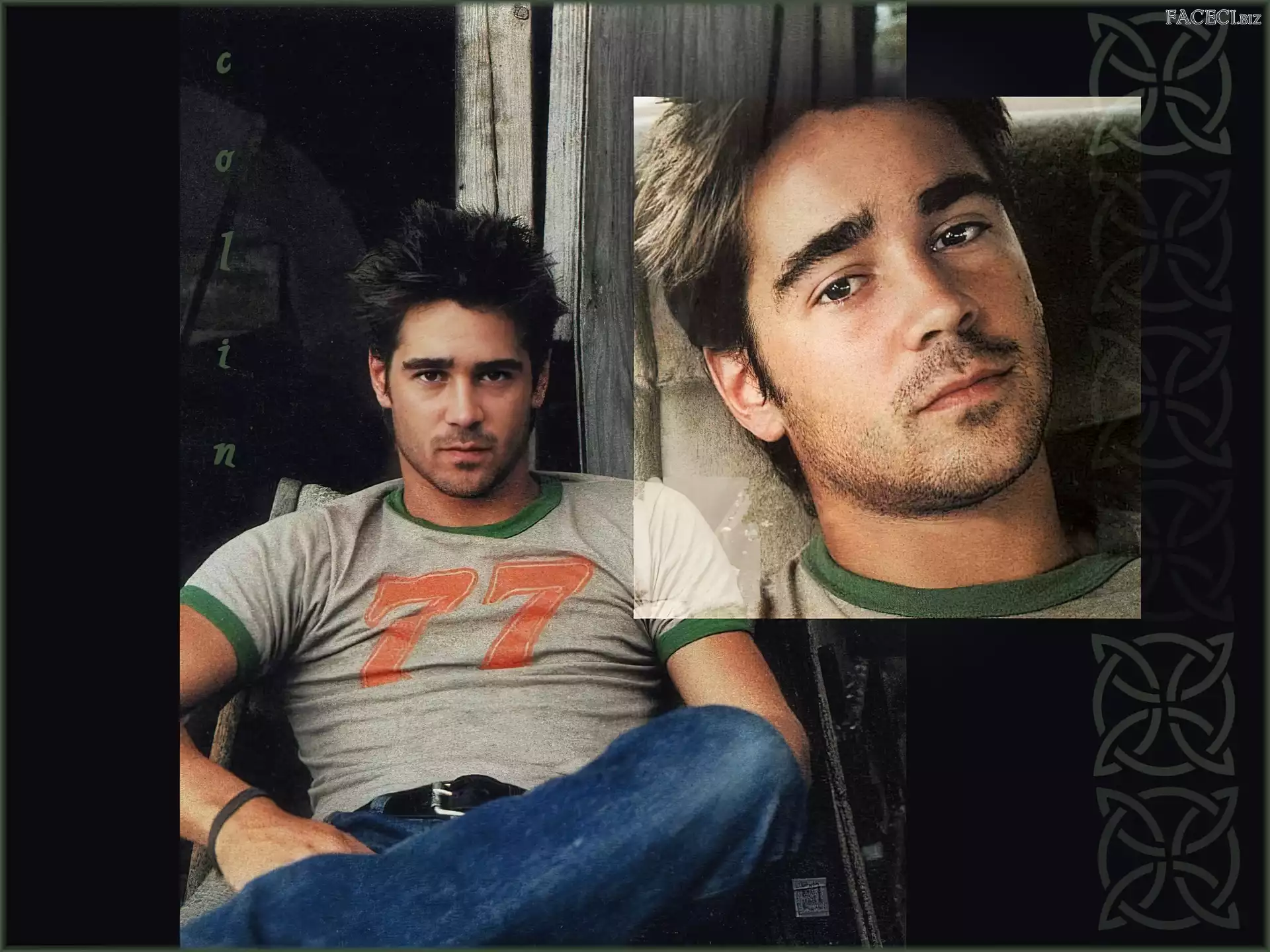 zarost, Colin Farrell, ciemne oczy